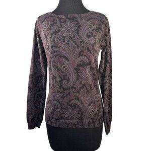 American Living Womens Size Small Paisley Long Sleeve Sweater